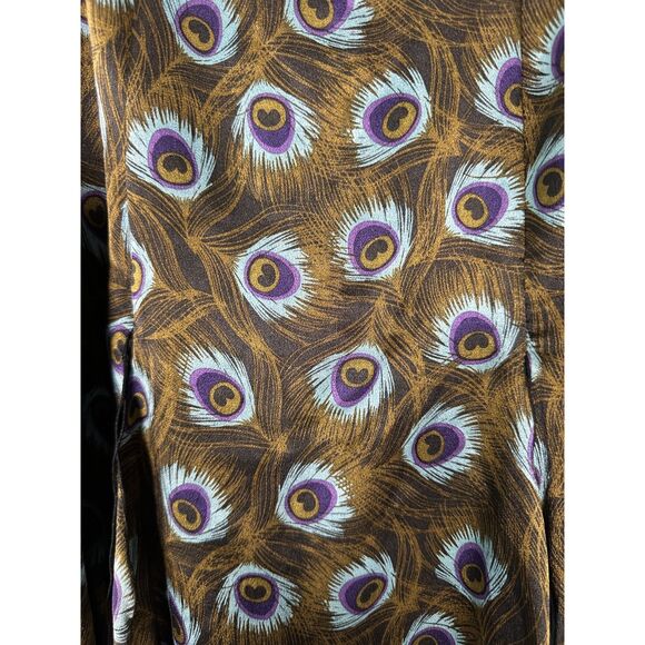 Etcetera Silk Peacock Asymmetrical Flowy Handkerchief Knee Length Skirt Size 6 - Picture 3 of 6